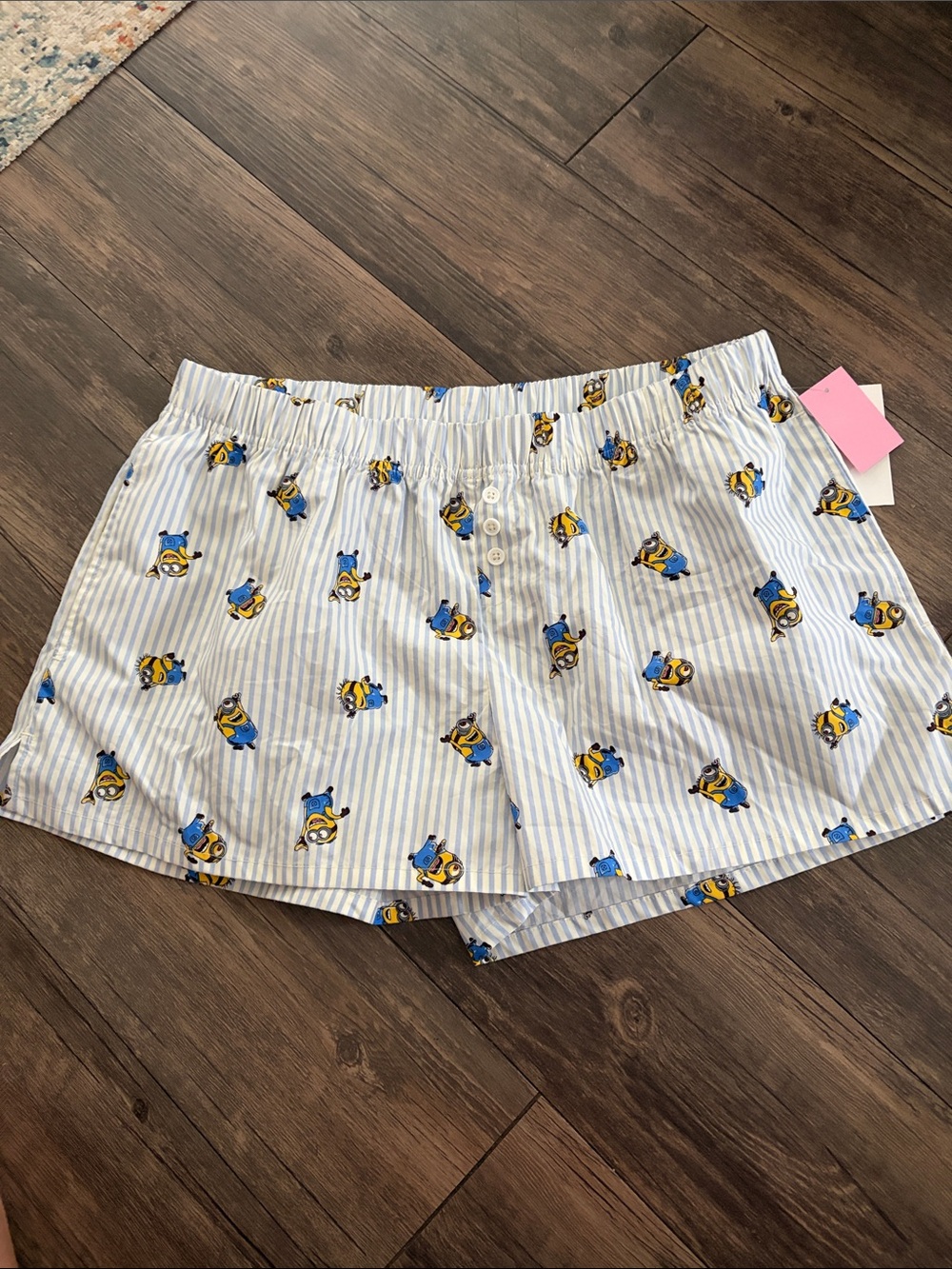 Illumination's Minions Striped Lounge Shorts - Light Blue & White